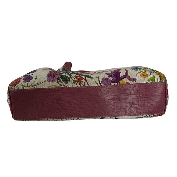 Gucci flora magenta pink leather trimmed tote - Picture 8 of 11